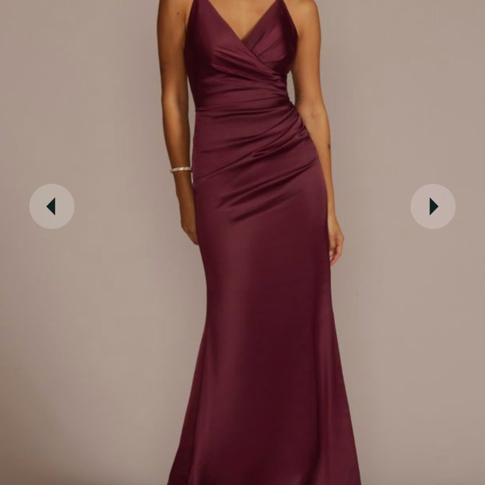 Davids Bridal bridesmaid dress satin spaghetti strap